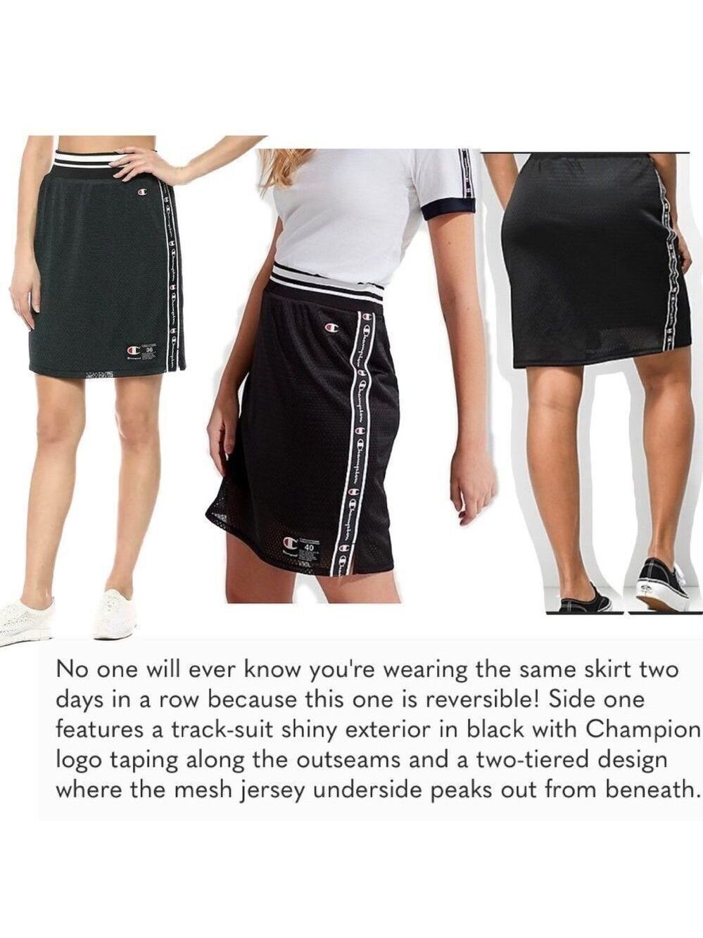 CHAMPION Black Mesh reversible Track Skirt Sz S